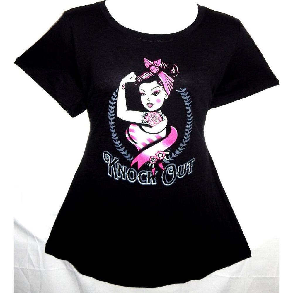Torrid 1 (1X 14/16) Knock Out Breast Cancer Rockabilly Pin Up Tattoo Tee T shirt